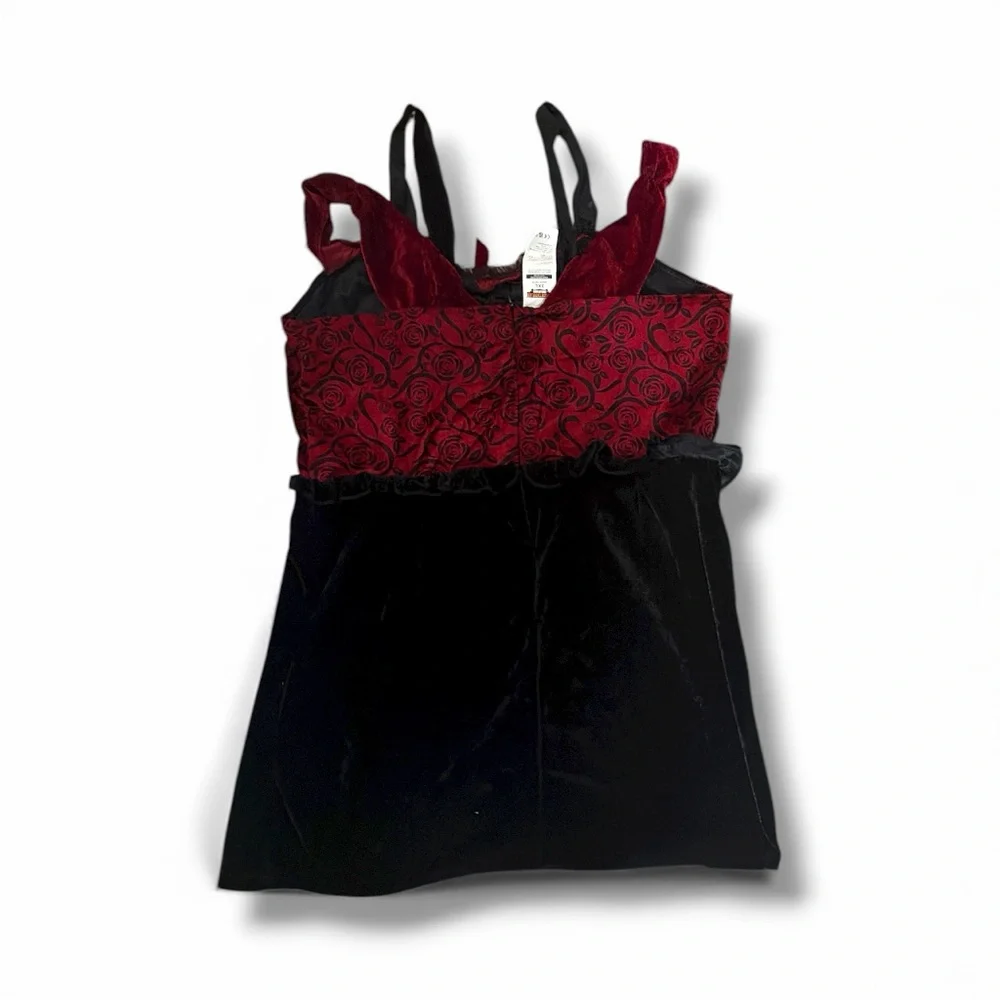 Dark Red Riding Hood Black Velvet Dress Lace Details Kids 3XL Halloween